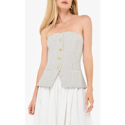 Cami Nyc Nineveh Stripe Strapless Cotton & Linen Top