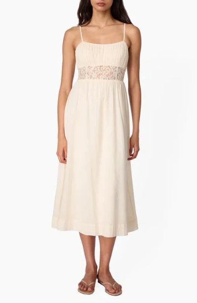 Cami Nyc Octavia Lace Inset Cotton Midi Dress In Neutral