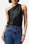 Cami Nyc One-shoulder Stretch Silk Bodysuit In Black