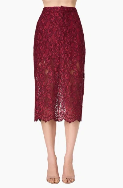 Cami Nyc Osmond Lace Midi Skirt In Burgundy