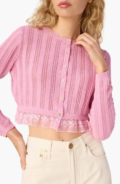 Cami Nyc Pedra Mixed Stitch Cotton Cardigan In Pink