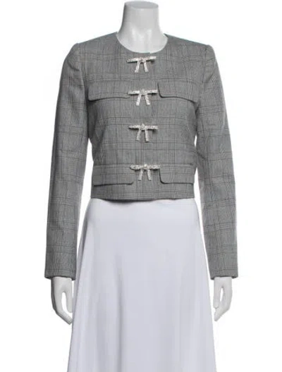 Pre-owned Cami Nyc Plaid Print Blazer In Gray