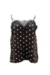 Cami Nyc Polka Dot Sweetheart Camisole In Black Print Silk In Black