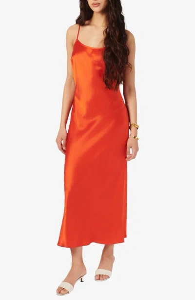 Cami Nyc Pomona Satin Midi Slipdress In Red