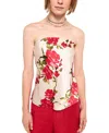 Cami Nyc Prima Strapless Camisole Top In Campari Watercolor
