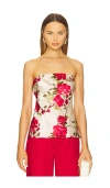 Cami Nyc Prima Strapless Camisole Top In Campari Watercolor
