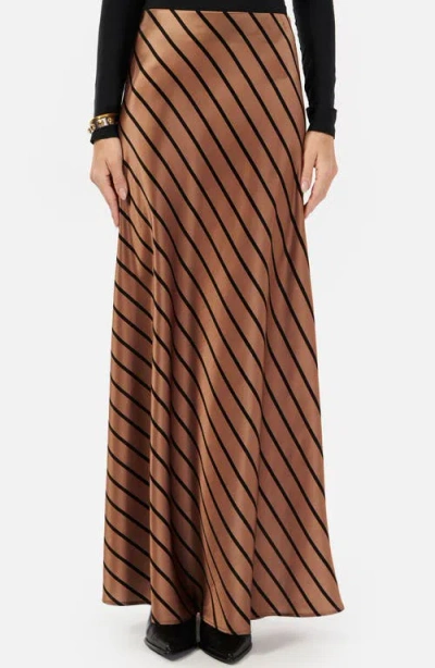 Cami Nyc Prue Polka Dot Satin Maxi Skirt In Nutshell Stripe