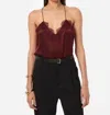 Cami Nyc The Racer Lace Trim Silk Camisole In Red