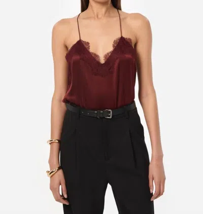 Cami Nyc The Racer Lace Trim Silk Camisole In Syrah