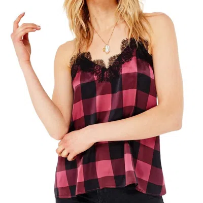 Cami Nyc Racer Charmeuse Cami Top In Crabapple Gingham In Pink