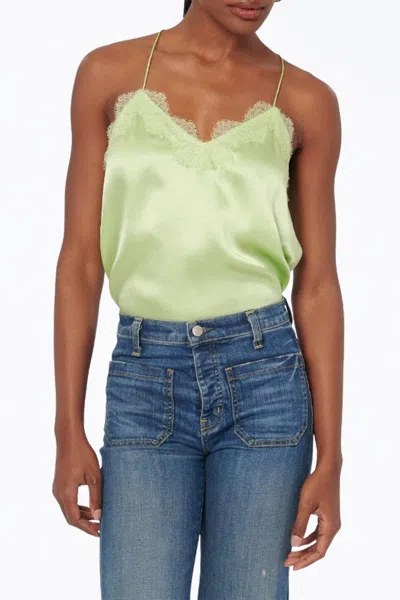 Cami Nyc Racer Lace-trim Silk Camisole In Neo Mint In Green