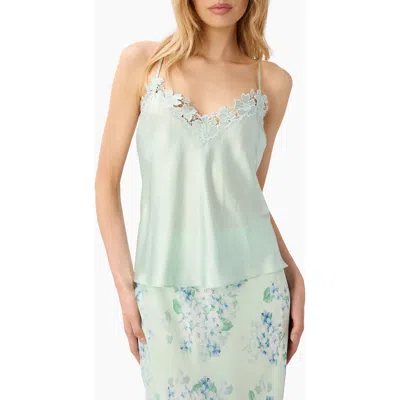 Cami Nyc Rafa Lace Trim Silk Charmeuse Camisole In Blue