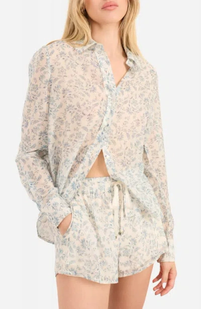 Cami Nyc Rafella Floral Cotton & Silk Button-up Shirt In Blue