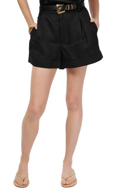 Cami Nyc Ravi Short In Black Linen In Multi