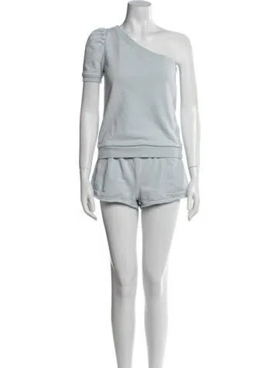 Pre-owned Cami Nyc Raw-edge Trim Short Set In Blue