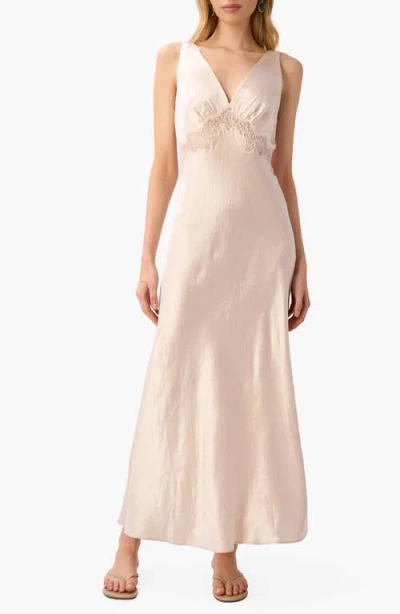 Cami Nyc Rehka Sleeveless Lace & Satin Maxi Dress In Brown