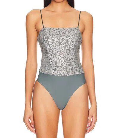 Cami Nyc Reina Metallic Bodysuit In Silver