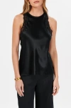 Cami Nyc Ronan Lace Detail Silk Charmeuse Tank Top In Black