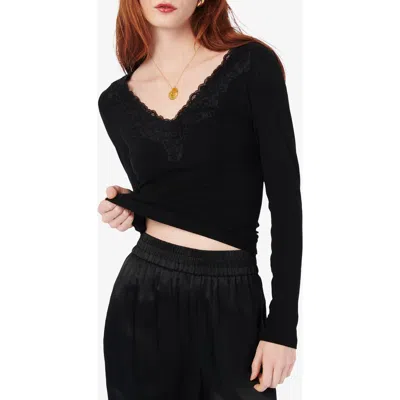 Cami Nyc Rooney Lace Trim Rib Top In Black