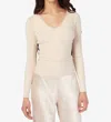 Cami Nyc Soft Ribbed V-neck Long Sleeve Top In Bone In Pink