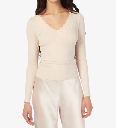 CAMI NYC ROONEY LONG SLEEVE RIB KNIT TOP IN BONE