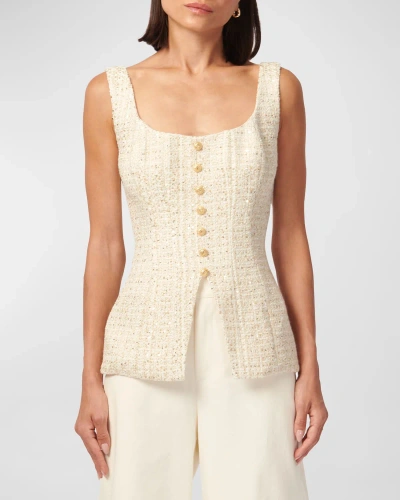 Cami Nyc Rosita Square-neck Tweed Top In Gold