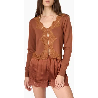Cami Nyc Sanders Lace Trim Cardigan In Affogato