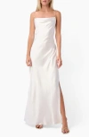Cami Nyc Shallon Faux Pearl Strap Satin Gown In White