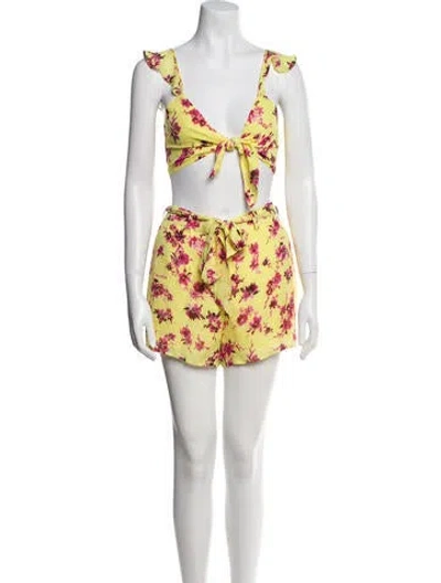 Pre-owned Cami Nyc Silk Floral Print Short Set In Multi