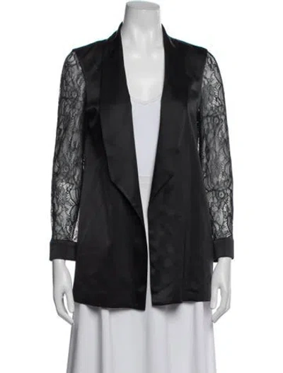 Pre-owned Cami Nyc Silk Lace Pattern Blazer In Black