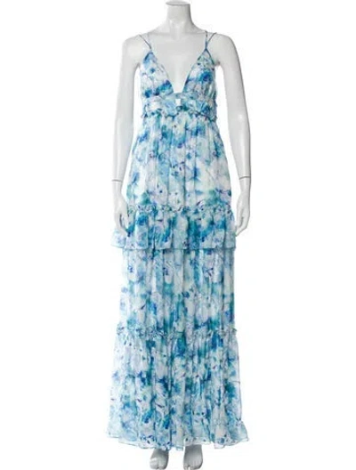 Pre-owned Cami Nyc Silk Long Dress In Blue