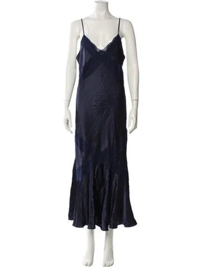 Pre-owned Cami Nyc Silk Long Dress In Blue