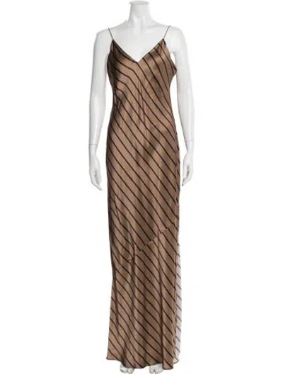 Pre-owned Cami Nyc Silk Long Dress In Brown