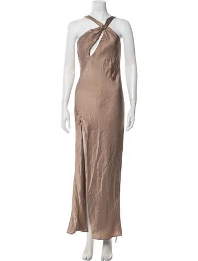 Pre-owned Cami Nyc Silk Long Dress In Neutrals