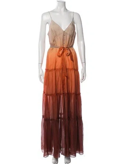 Pre-owned Cami Nyc Silk Long Dress In Orange