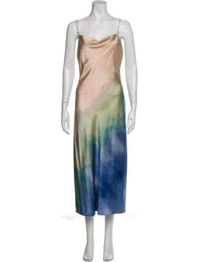 Pre-owned Cami Nyc Silk Long Dress W/ Tags In Blue