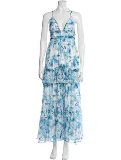 Pre-owned Cami Nyc Silk Long Dress W/ Tags In Blue
