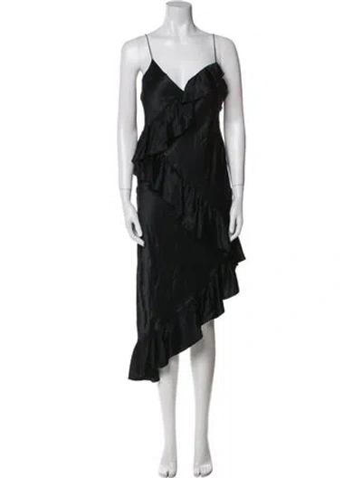 Pre-owned Cami Nyc Silk Midi Length Dress In Black