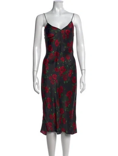 Pre-owned Cami Nyc Silk Midi Length Dress In Black