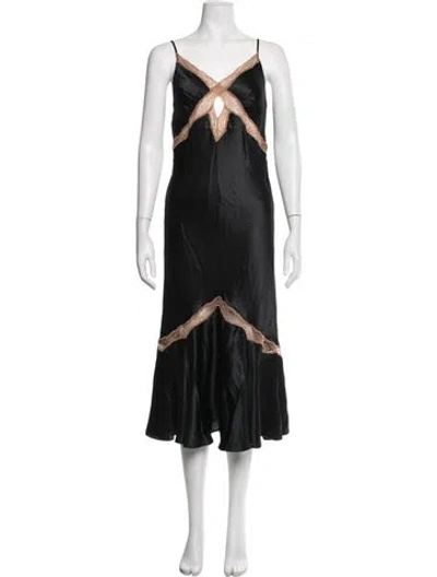 Pre-owned Cami Nyc Silk Midi Length Dress In Black