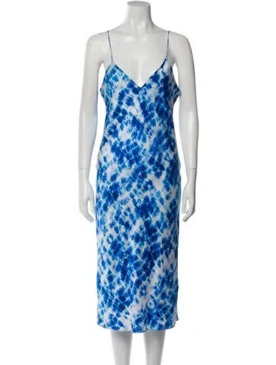 Pre-owned Cami Nyc Silk Midi Length Dress In Blue