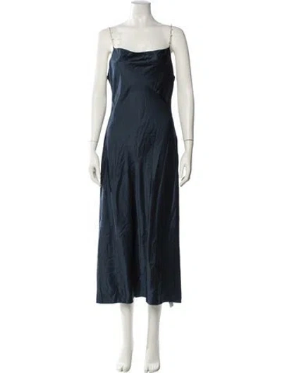 Pre-owned Cami Nyc Silk Midi Length Dress In Blue
