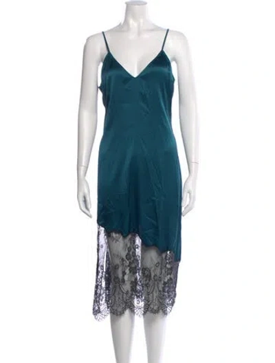 Pre-owned Cami Nyc Silk Midi Length Dress In Blue