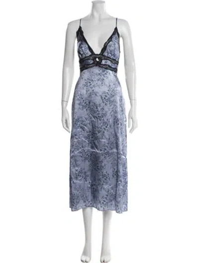 Pre-owned Cami Nyc Silk Midi Length Dress In Blue