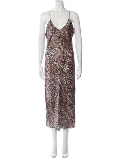 Pre-owned Cami Nyc Silk Midi Length Dress In Brown