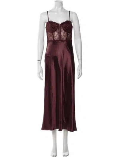 Pre-owned Cami Nyc Silk Midi Length Dress In Burgundy
