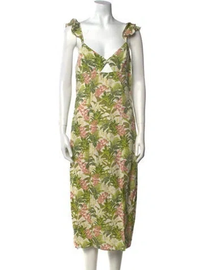 Pre-owned Cami Nyc Silk Midi Length Dress In Green