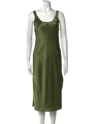 Pre-owned Cami Nyc Silk Midi Length Dress In Green