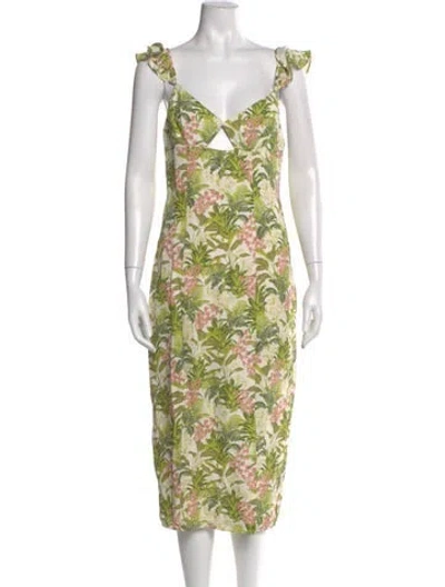 Pre-owned Cami Nyc Silk Midi Length Dress In Green