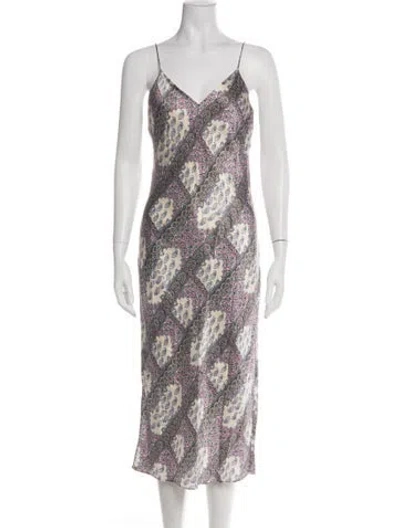 Pre-owned Cami Nyc Silk Midi Length Dress In Green